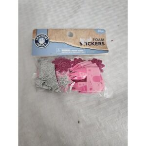 Crafter's‎ Closet Princess Foam Stickers 30pc Pink Silver Glitter Castle Crown